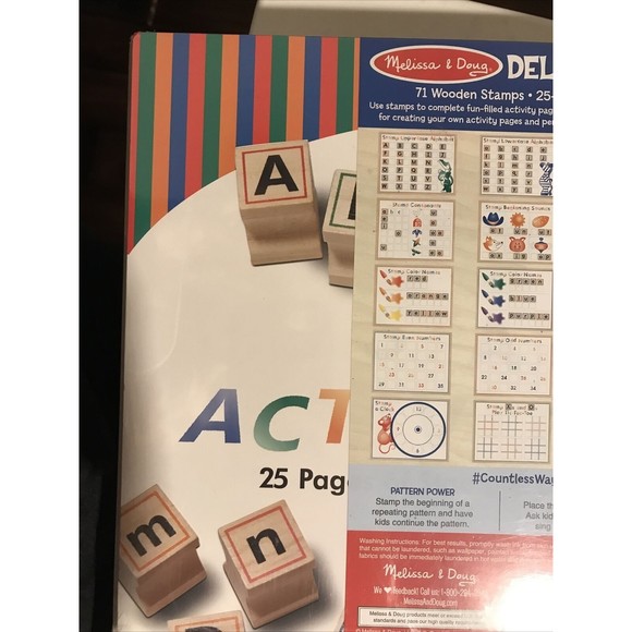 Melissa & Doug Deluxe Wooden Stamp Set Stamp Pad Activity Pad Stampers ABCs 123s - Picture 8 of 8